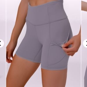 NWOT High Waist Pocket Yoga Shorts Lunar Rock